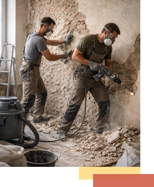 Демонтаж штукатурки со стен в Дальнегорске быстро и аккуратно