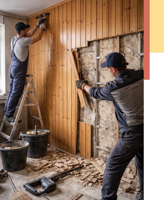 Демонтаж вагонки со стен в Дальнегорске от 1494 руб. — снятие, удаление, срочно | ОТДЕЛОЧНИК-Дль