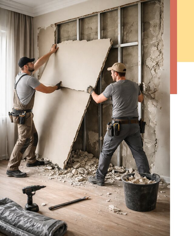 Демонтаж гипсокартона со стен в Дальнегорске от 361 руб. — услуги демонтажа | ОТДЕЛОЧНИК-Дль