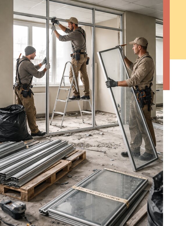 Демонтаж алюминиевых перегородок в Дальнегорске от 4328 руб. — быстро и недорого | ОТДЕЛОЧНИК-Дль