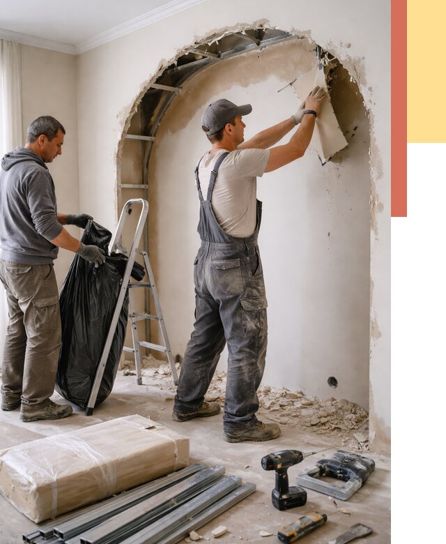 Демонтаж арки из гипсокартона в Дальнегорске от 3606 руб. — услуги под ключ | ОТДЕЛОЧНИК-Дль