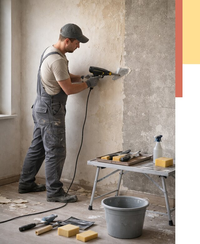 Очистка стен от клея в Дальнегорске от 1906 руб. — снятие и удаление клея со стен | ОТДЕЛОЧНИК-Дль