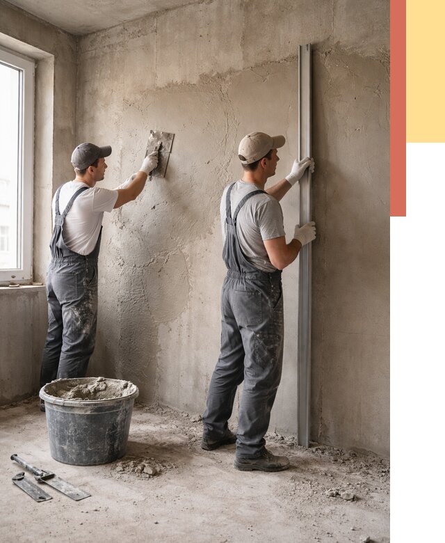 Штукатурка бетонных стен в Дальнегорске от 4637 руб/м² — качественно и быстро | ОТДЕЛОЧНИК-Дль