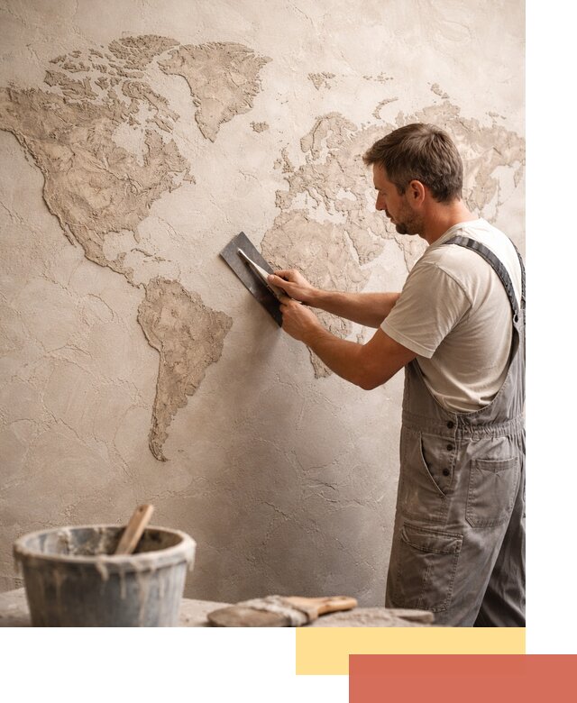 Декоративная штукатурка «Карта мира» под ключ в Дальнегорске