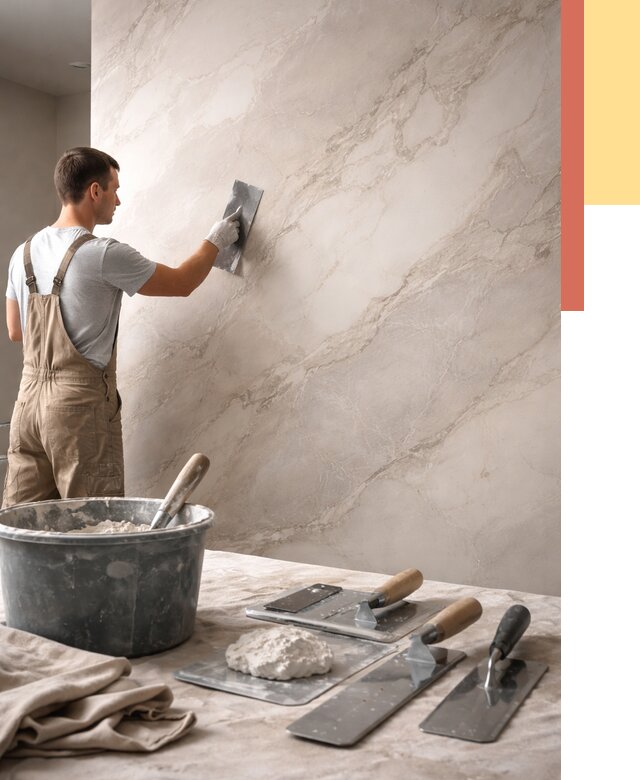 Декоративная штукатурка под мрамор в Дальнегорске от 2885 руб./м² — быстро и недорого | ОТДЕЛОЧНИК-Дль