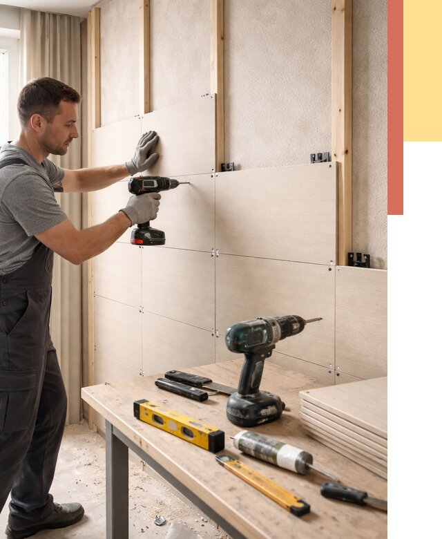 Монтаж МДФ панелей на стены в Дальнегорске от 1288 руб. под ключ | ОТДЕЛОЧНИК-Дль