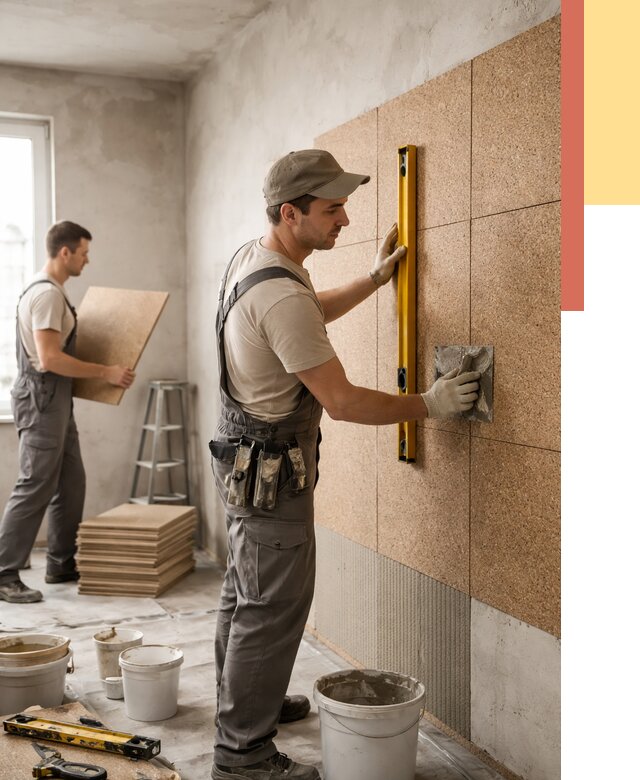 Монтаж пробковых панелей на стены в Дальнегорске от 3606 руб. — ОТДЕЛОЧНИК-Дль