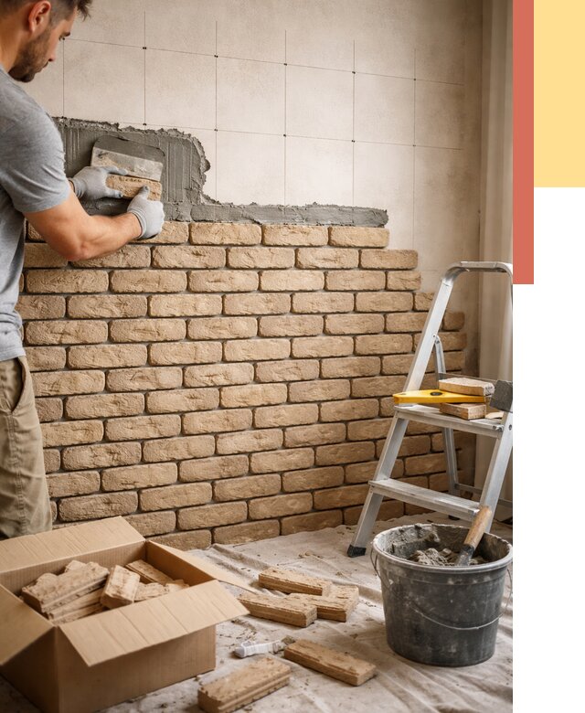 Монтаж декоративного кирпича в Дальнегорске от 3297 руб./м² — быстро и недорого | ОТДЕЛОЧНИК-Дль