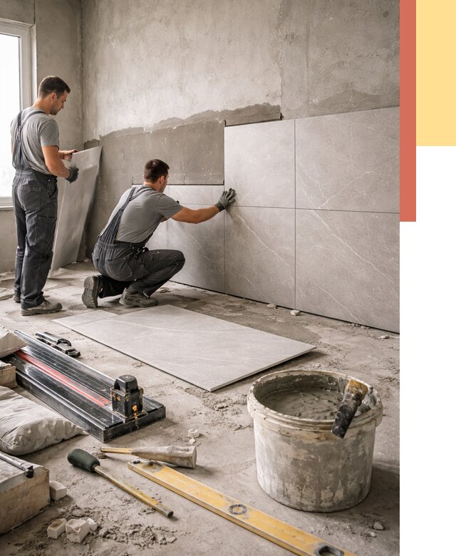 Облицовка стен керамогранитом в Дальнегорске от 4328 руб./м² — услуги под ключ | ОТДЕЛОЧНИК-Дль