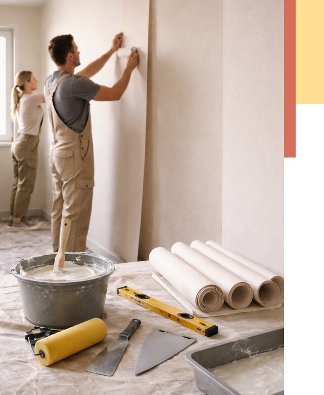 Поклейка бумажных обоев в Дальнегорске от 5667 руб./м2 — быстро и недорого | ОТДЕЛОЧНИК-Дль