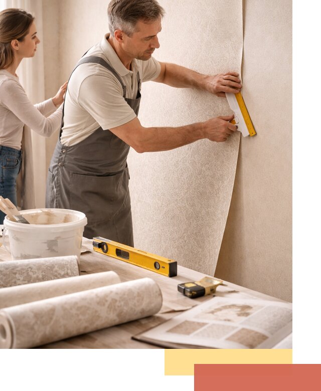 Поклейка обоев с подбором рисунка в Дальнегорске