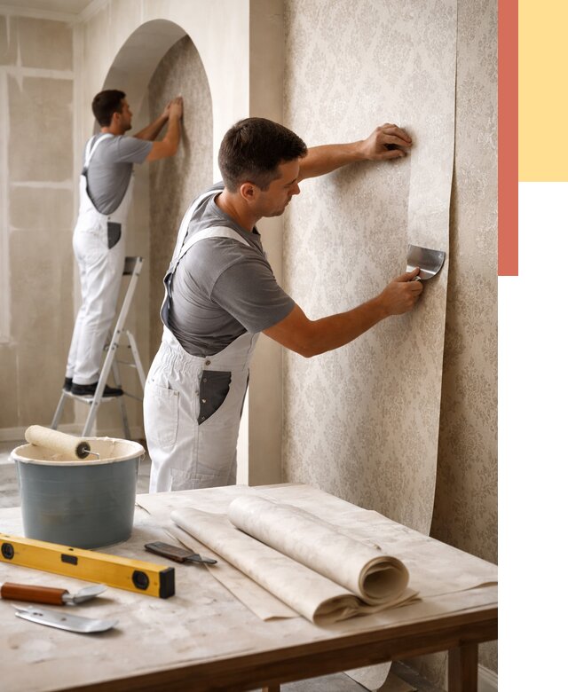 Поклейка обоев на сложные стены в Дальнегорске от 2885 руб. под ключ | ОТДЕЛОЧНИК-Дль