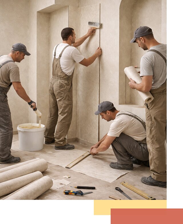 Поклейка обоев на сложные стены и неровные поверхности в Дальнегорске