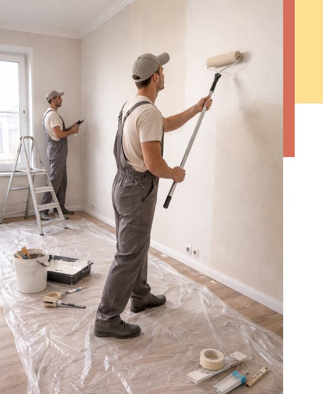 Покраска стен акриловой краской в Дальнегорске от 3606 руб./м² — быстро и недорого | ОТДЕЛОЧНИК-Дль