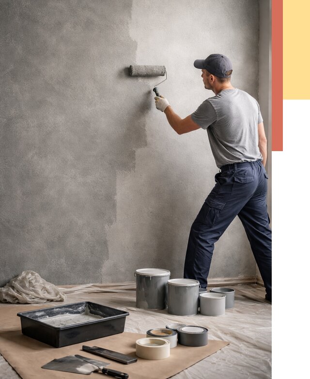 Покраска стен под бетон в Дальнегорске от 670 руб. за м2 — быстро и недорого | ОТДЕЛОЧНИК-Дль