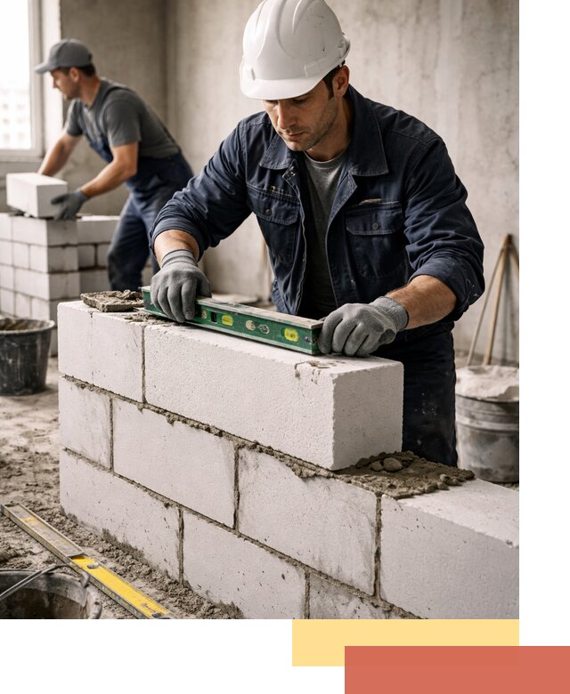 Кладка перегородок из пеноблока под ключ в Дальнегорске