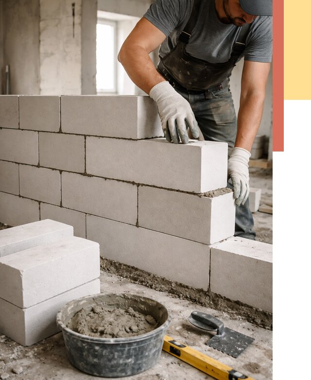 Кладка перегородок из силикатного блока в Дальнегорске от 4122 руб. под ключ | ОТДЕЛОЧНИК-Дль