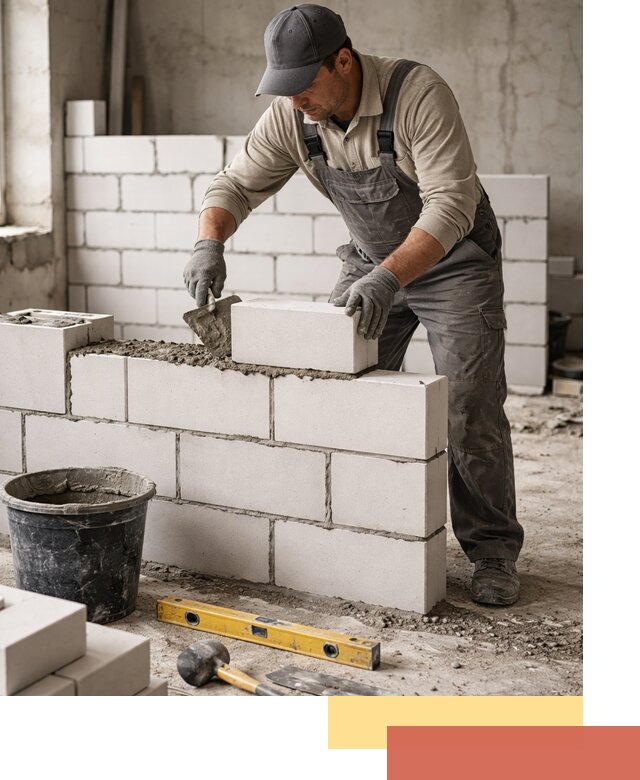 Кладка перегородок из силикатного блока в Дальнегорске