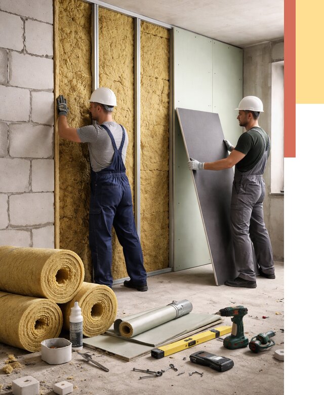 Шумоизоляция перегородок из блоков в Дальнегорске от 1906 руб./м² — быстро и недорого | ОТДЕЛОЧНИК-Дль