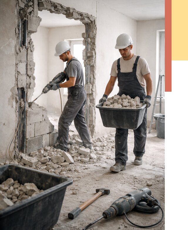 Демонтаж блоковых перегородок в Дальнегорске от 3864 руб. — быстро и недорого | ОТДЕЛОЧНИК-Дль