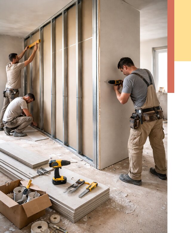 Монтаж однослойной перегородки из гипсокартона в Дальнегорске от 670 руб. | ОТДЕЛОЧНИК-Дль