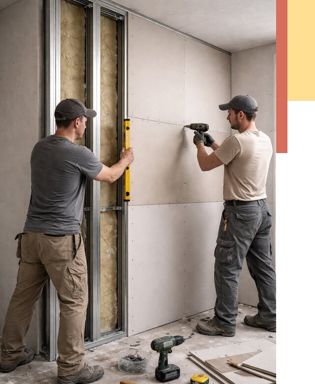 Монтаж двухслойной перегородки из гипсокартона в Дальнегорске от 1494 руб. | ОТДЕЛОЧНИК-Дль