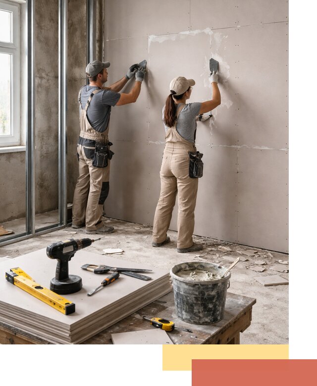 Монтаж двухслойной перегородки из гипсокартона в Дальнегорске