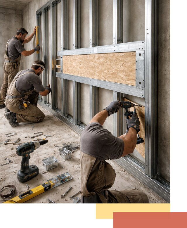 Усиленная перегородка для крепления тяжёлых конструкций в Дальнегорске