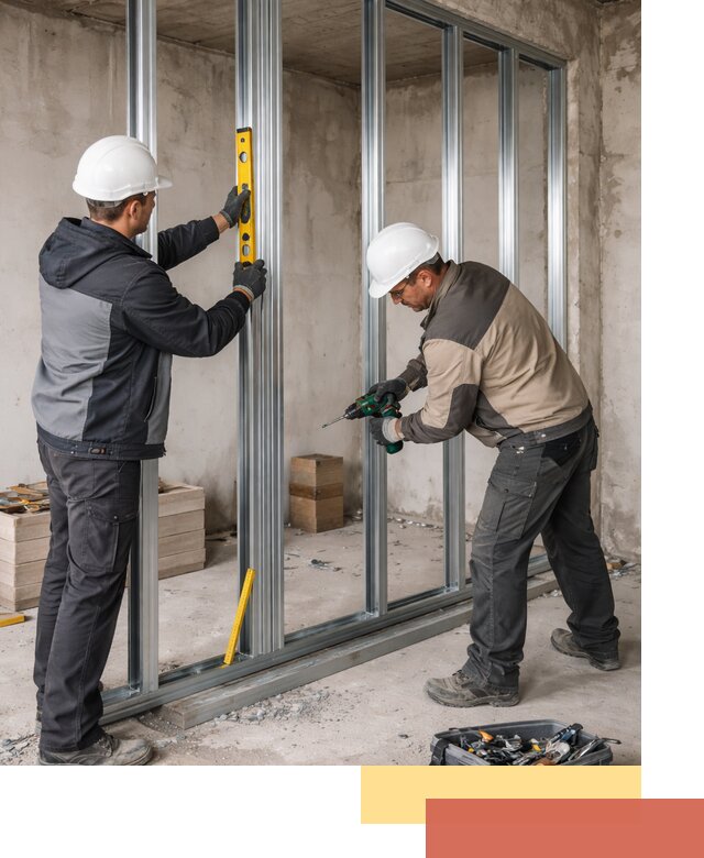 Монтаж каркаса перегородки из профиля в Дальнегорске