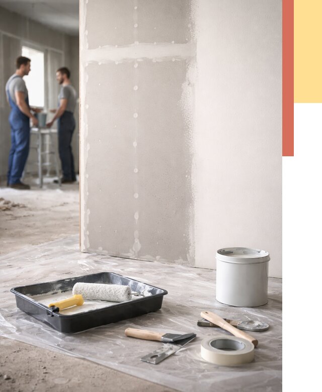 Покраска перегородок из гипсокартона в Дальнегорске от 4637 руб. под ключ | ОТДЕЛОЧНИК-Дль