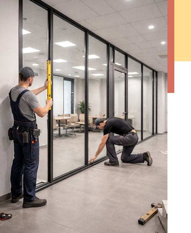 Каркасные стеклянные перегородки в Дальнегорске под ключ от 9480 руб. | ОТДЕЛОЧНИК-Дль