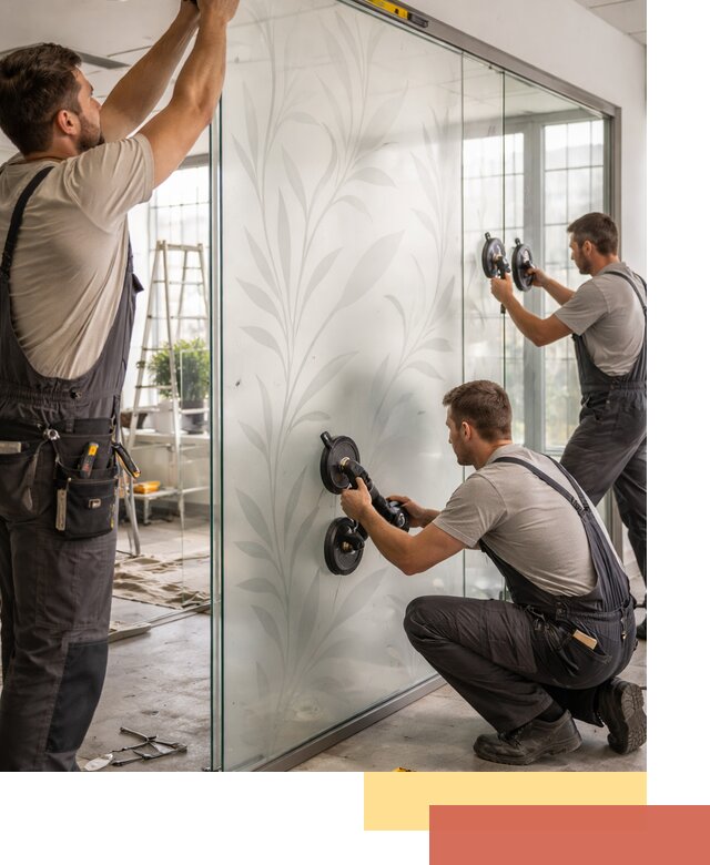 Стеклянные перегородки с рисунком на заказ в Дальнегорске