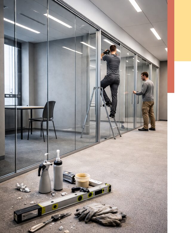 Стеклянные офисные перегородки в Дальнегорске от 8758 руб. — монтаж и установка | ОТДЕЛОЧНИК-Дль