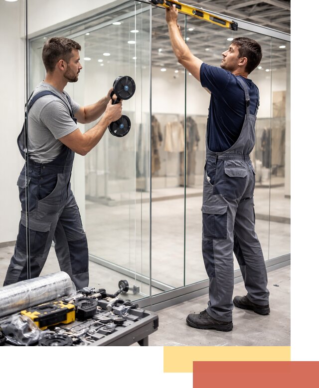 Стеклянные перегородки для магазинов в Дальнегорске — монтаж и установка