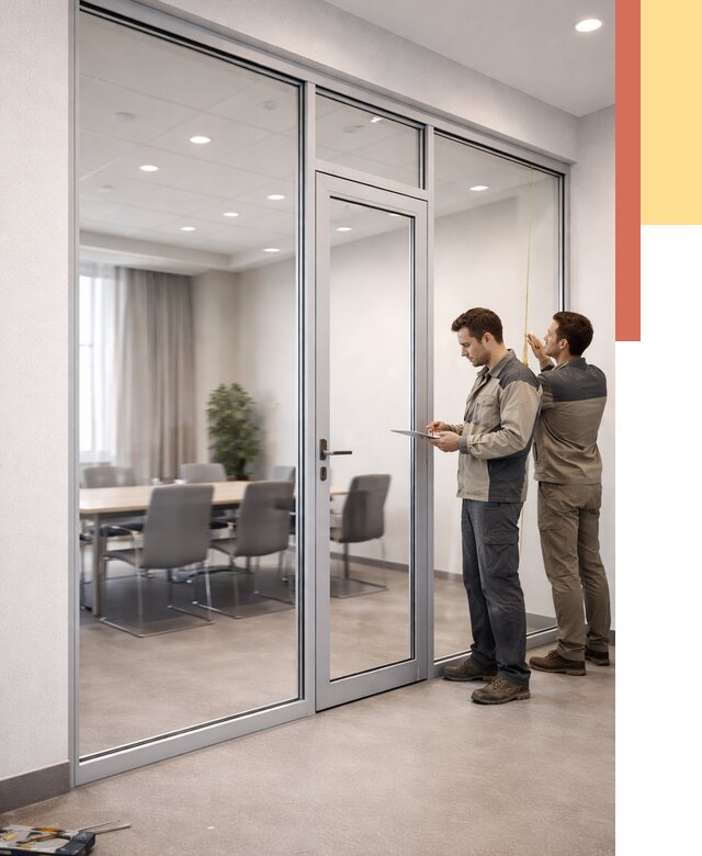 Установка и монтаж алюминиевых перегородок со стеклом в Дальнегорске от 8449 руб. | ОТДЕЛОЧНИК-Дль