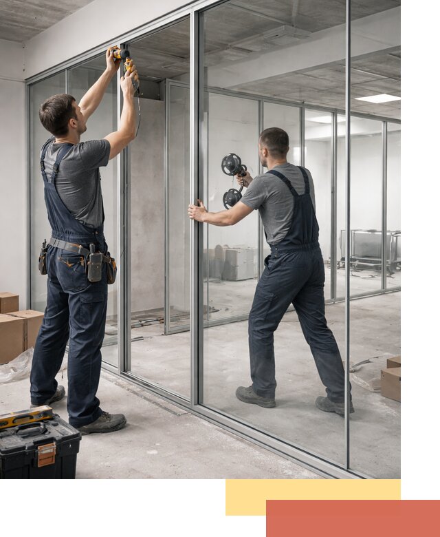 Алюминиевые перегородки со стеклом в Дальнегорске — изготовление и монтаж