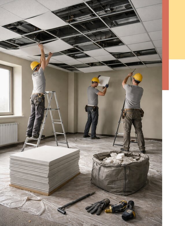 Демонтаж потолка Армстронг в Дальнегорске от 4637 руб. быстро и недорого | ОТДЕЛОЧНИК-Дль