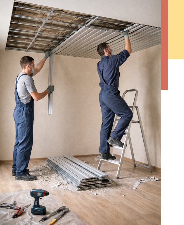 Демонтаж реечного потолка в Дальнегорске от 4637 руб. быстро и недорого | ОТДЕЛОЧНИК-Дль