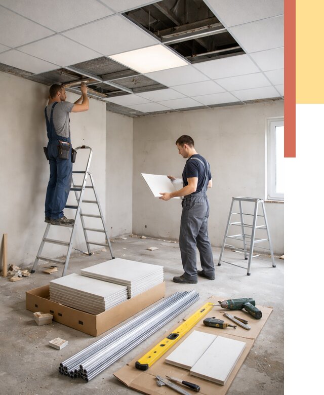 Монтаж потолка армстронг в Дальнегорске от 4637 руб/м2 — быстрая установка под ключ | ОТДЕЛОЧНИК-Дль