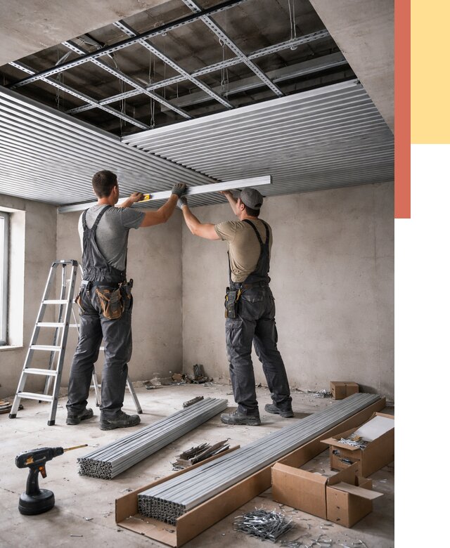 Монтаж реечного потолка в Дальнегорске от 4637 руб. под ключ | ОТДЕЛОЧНИК-Дль