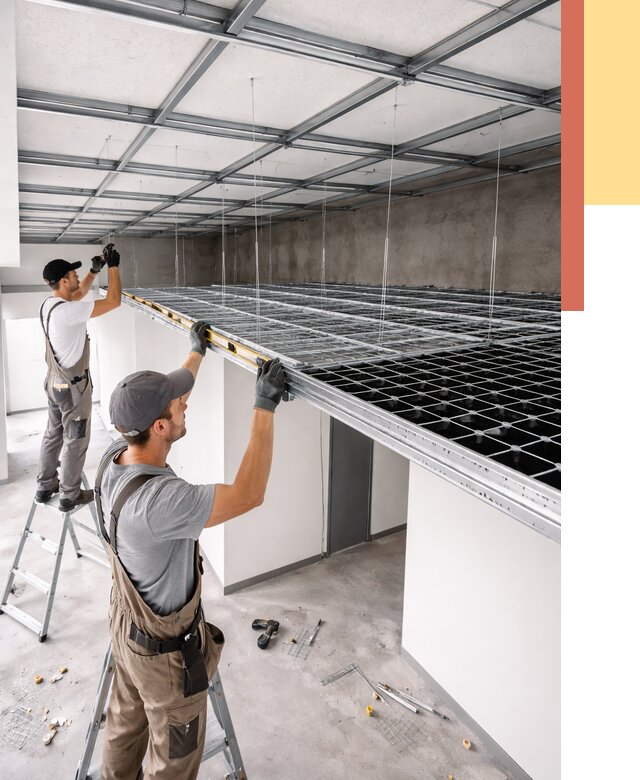 Монтаж потолка грильято в Дальнегорске от 464 руб./м² — быстрая сборка под ключ | ОТДЕЛОЧНИК-Дль