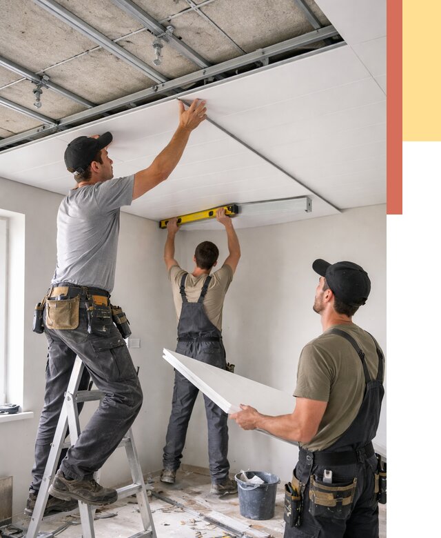 Монтаж потолка из ПВХ панелей в Дальнегорске от 3606 руб./м2 — быстро и недорого | ОТДЕЛОЧНИК-Дль