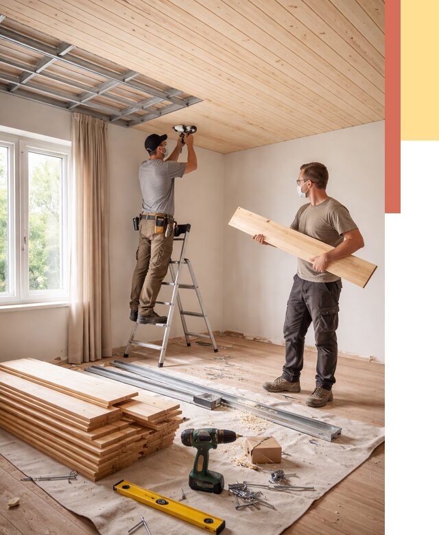 Монтаж потолка из вагонки в Дальнегорске от 6698 руб. | Быстро и недорого — ОТДЕЛОЧНИК-Дль