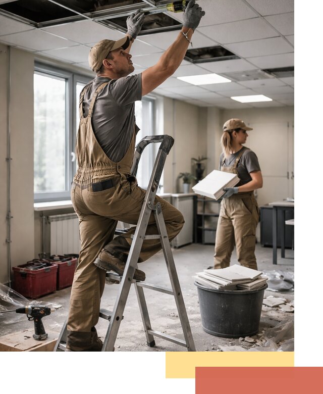 Ремонт потолка Армстронг и замена плит в Дальнегорске