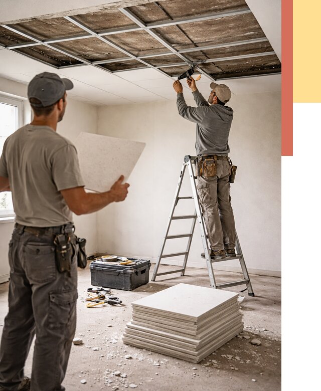 Замена плит подвесного потолка в Дальнегорске от 1803 руб. быстро и недорого | ОТДЕЛОЧНИК-Дль