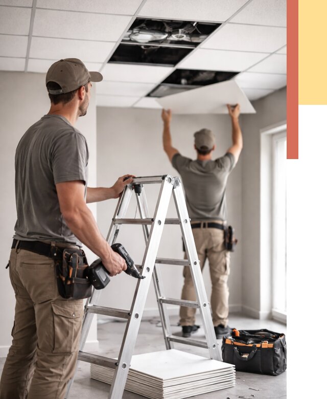 Обслуживание подвесного потолка в Дальнегорске от 3606 руб. — быстро и недорого | ОТДЕЛОЧНИК-Дль