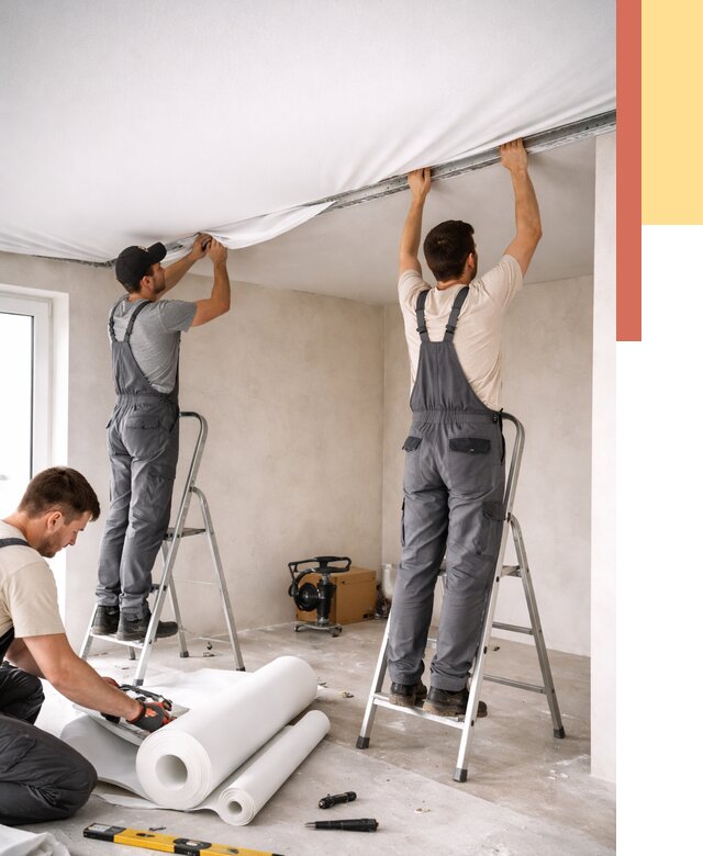 Монтаж тканевого натяжного потолка в Дальнегорске от 3606 руб. под ключ | ОТДЕЛОЧНИК-Дль