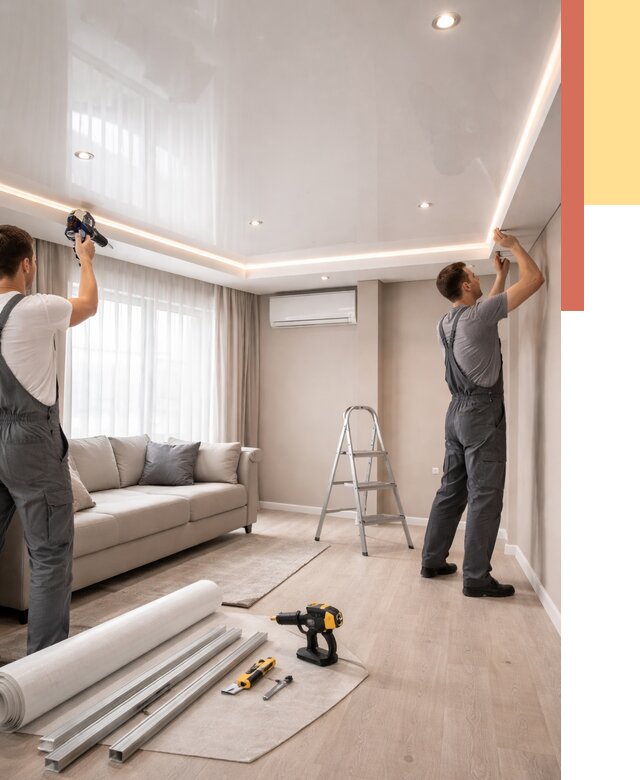 Монтаж глянцевого натяжного потолка в Дальнегорске от 773 руб. под ключ | ОТДЕЛОЧНИК-Дль