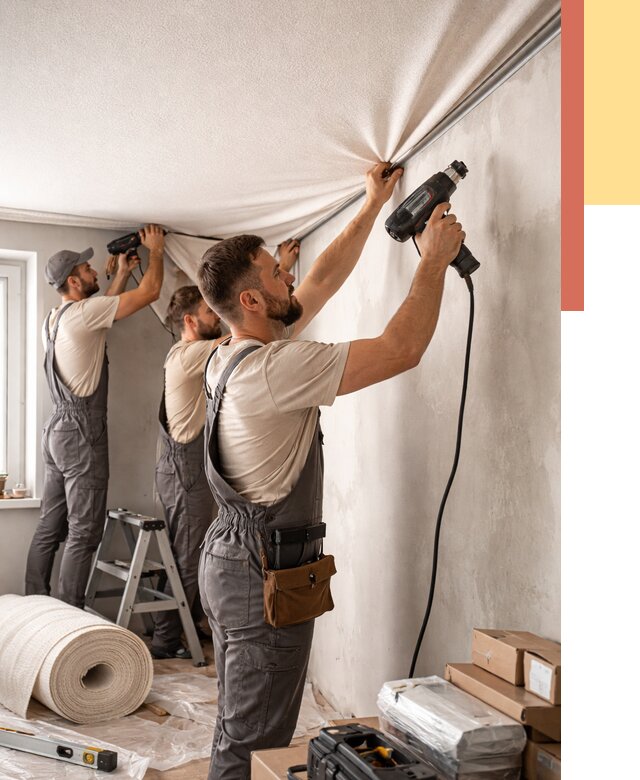 Монтаж фактурного натяжного потолка в Дальнегорске от 773 руб. — ОТДЕЛОЧНИК-Дль