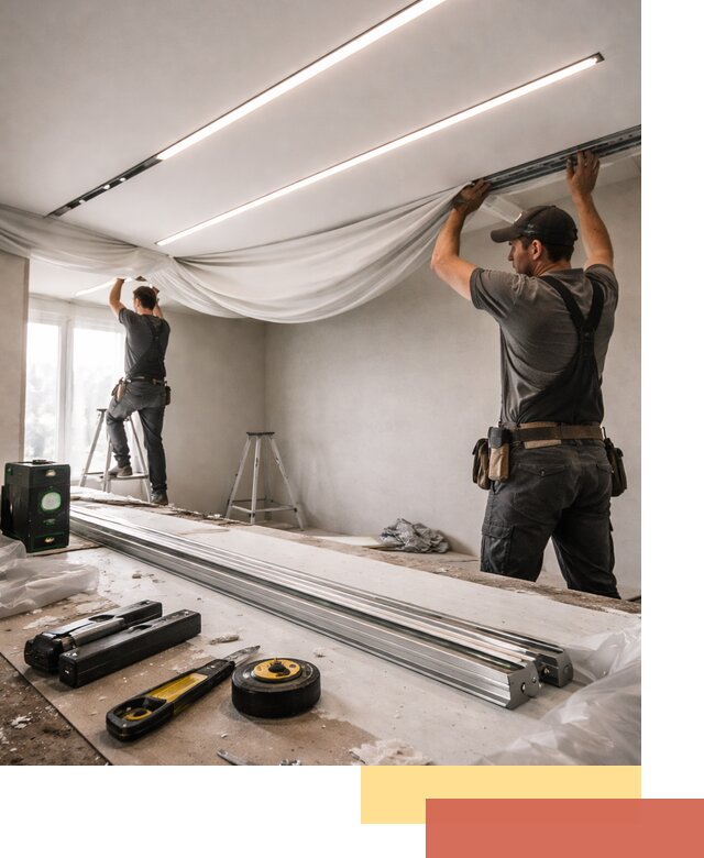 Монтаж натяжных потолков со световыми линиями в Дальнегорске